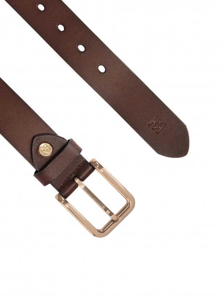 Ciemnobrązowy pasek z gładkiej skóry