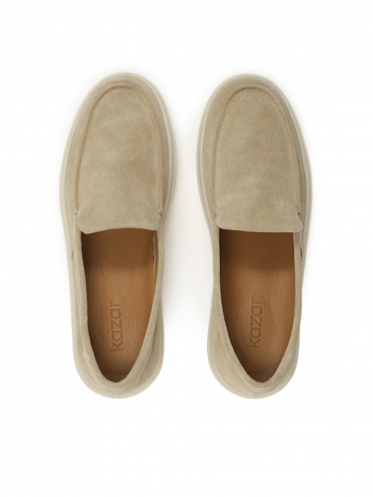 Beżowe wsuwane sneakersy męskie z zamszu