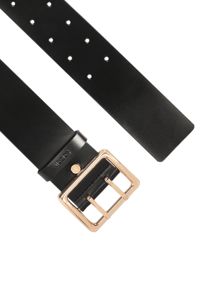 Szeroki skórzany pasek z podwójnymi dziurkami