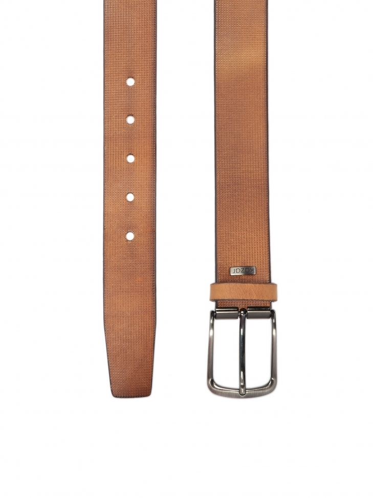 Brązowy pasek męski podeślony tłoczonym printem