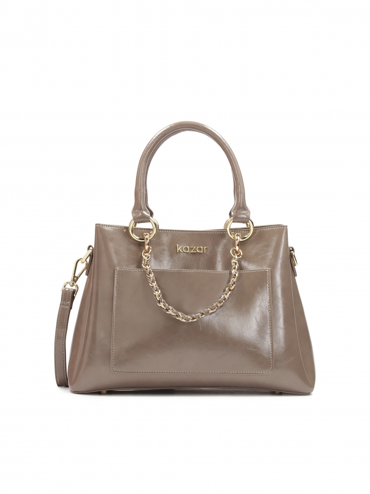 Elegancka torebka kuferek w kolorze taupe