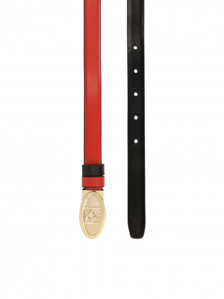 Dwukolorowy pasek z owalną klamrą z monogramem