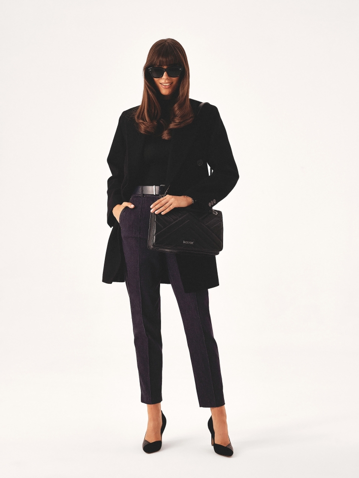 Czarne czółenka z zamszu i gładkiej skóry