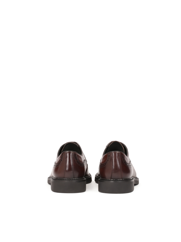 Eleganckie brązowe półbuty ze skóry z rozetowym zdobieniem