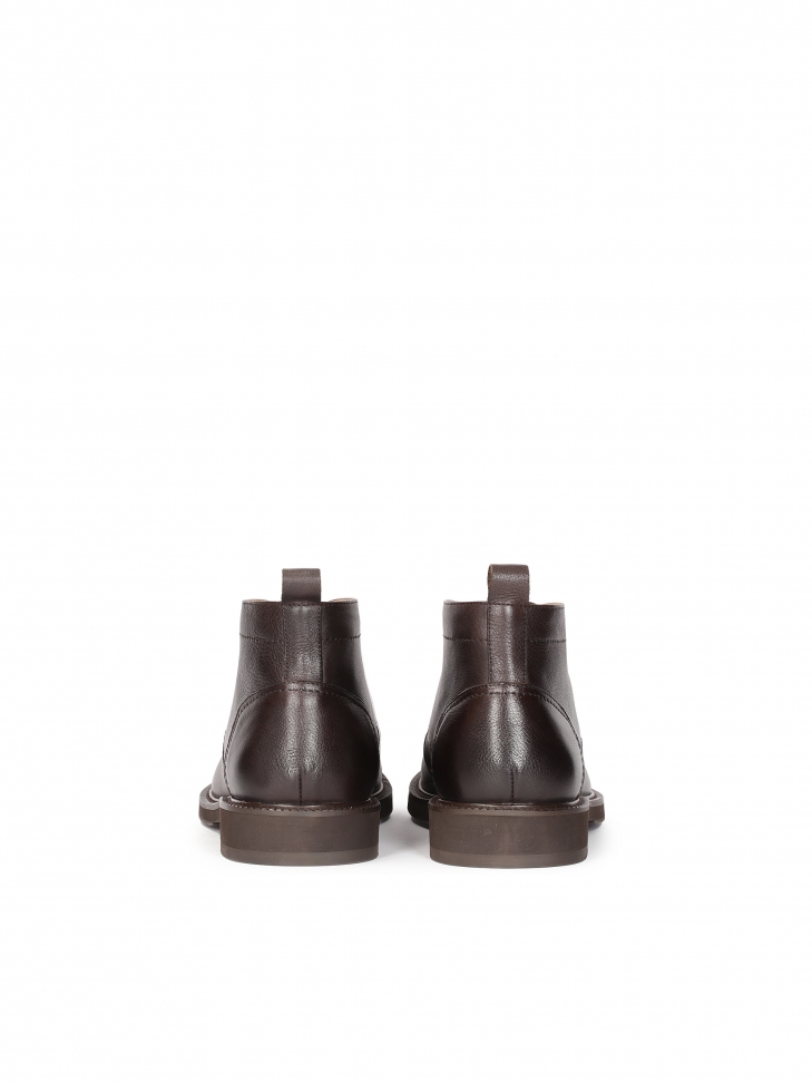 Brązowe sznurowane trzewiki męskie z gładkiej skóry