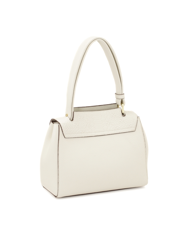 Biała torebka z klapą w tłoczony wzór