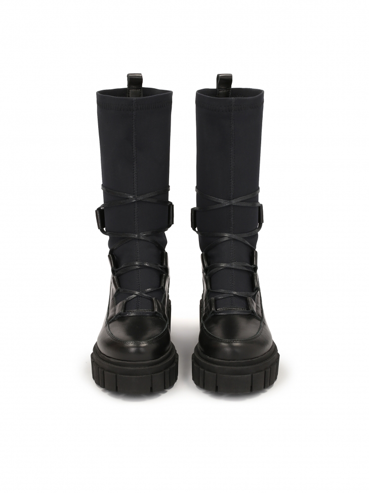 Awangardowe trzewiki damskie ze skarpetkową cholewką i masywną podeszwą