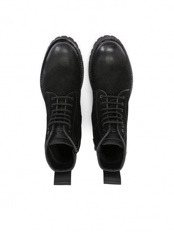 Czarne trzewiki męskie za kostkę z nubuku