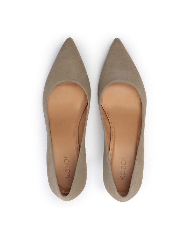 Szarobrązowe czółenka na wygodnym niskim obcasie