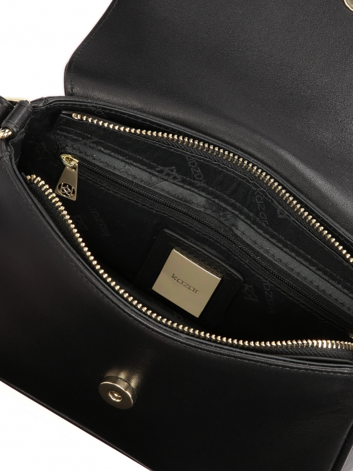 Usztywniana czarna torebka z regulowanym paskiem