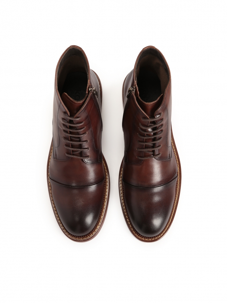 Brązowe trzewiki męskie z wysoką cholewką