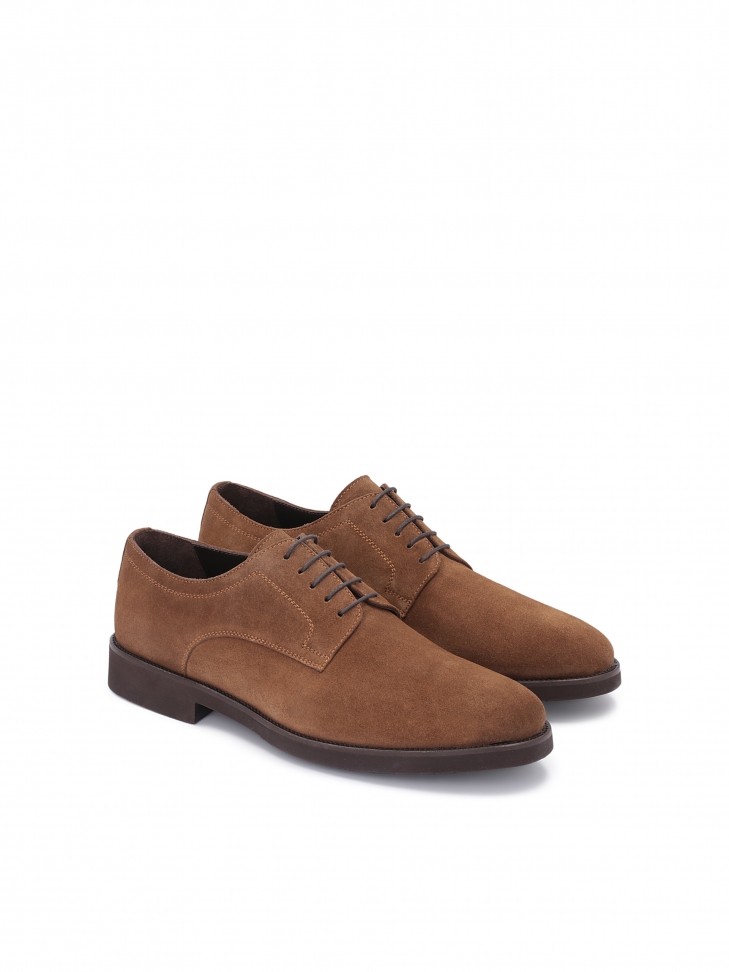 Brązowe półbuty męskie z zamszu