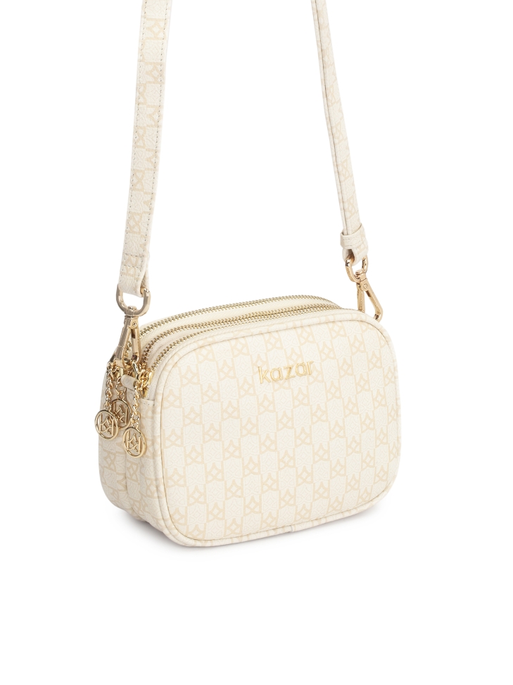 Torebka skórzana logowana w print