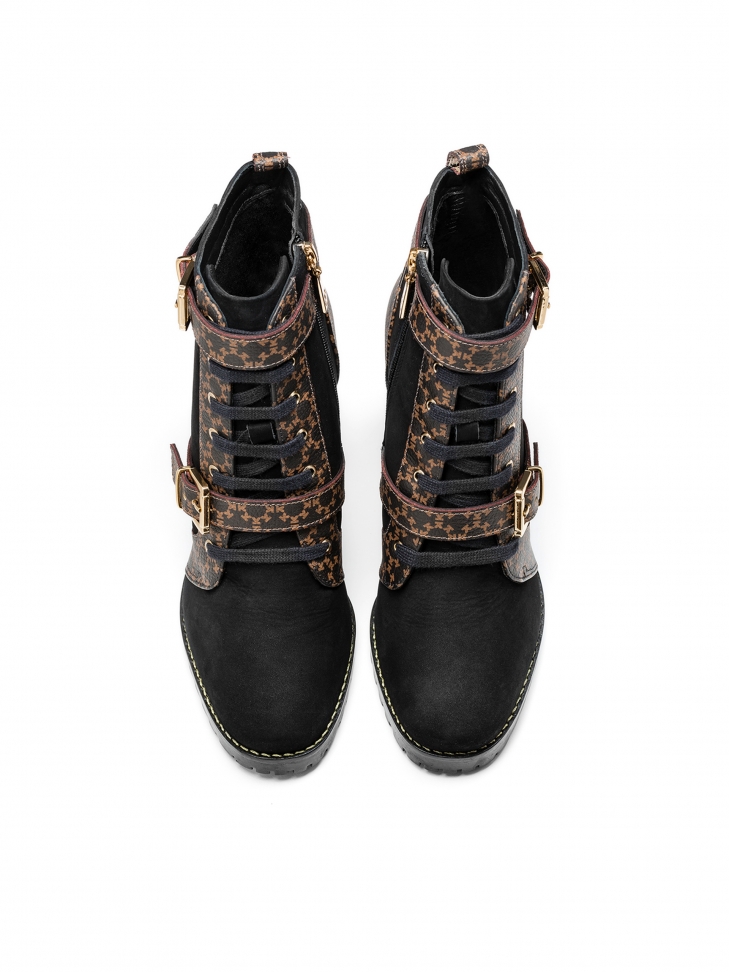 Brązowo-czarne botki damskie