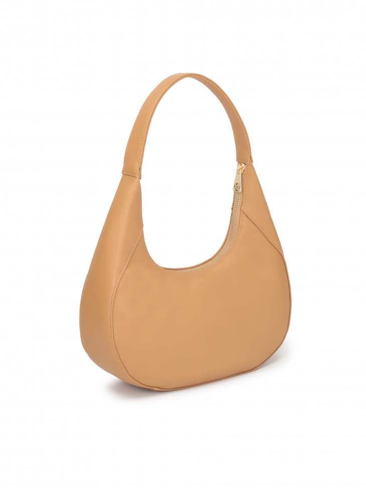 Jasnobrązowa skórzana torebka półksiężyc