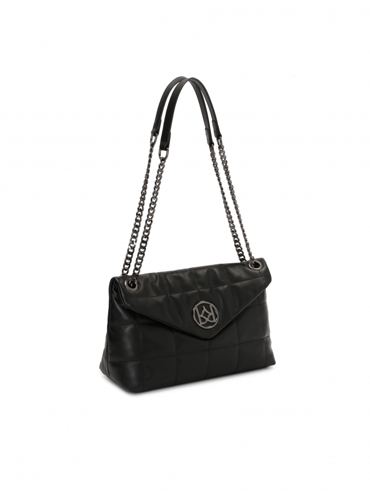 Pikowana skórzana torebka z klapką