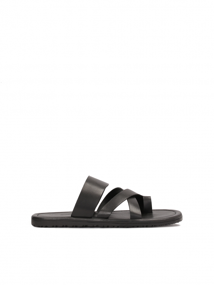 Skórzane czarne klapki męskie w miejskim stylu