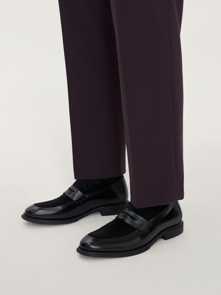 Eleganckie czarne loafersy męskie z licowej skóry i zamszu