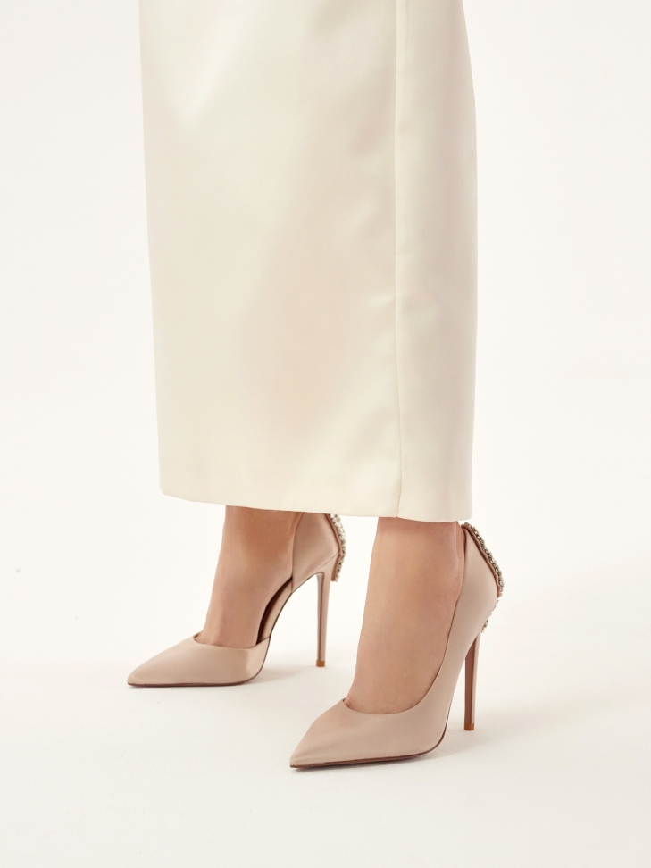 Luksusowe czółenka ślubne z cyrkoniami