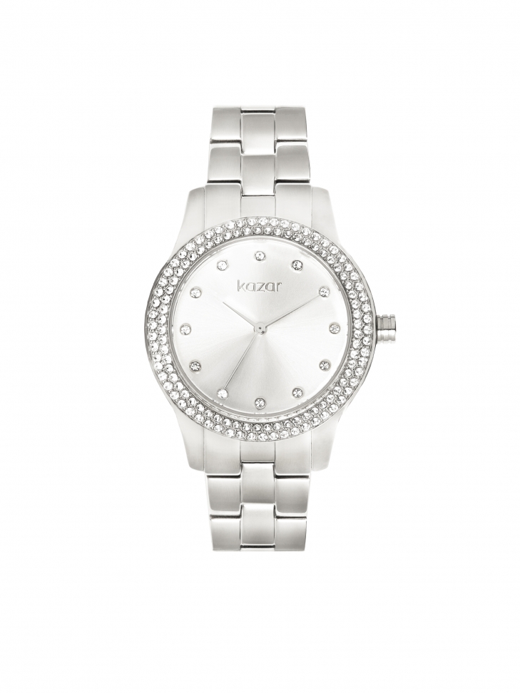 Srebrny zegarek zdobiony yształkami