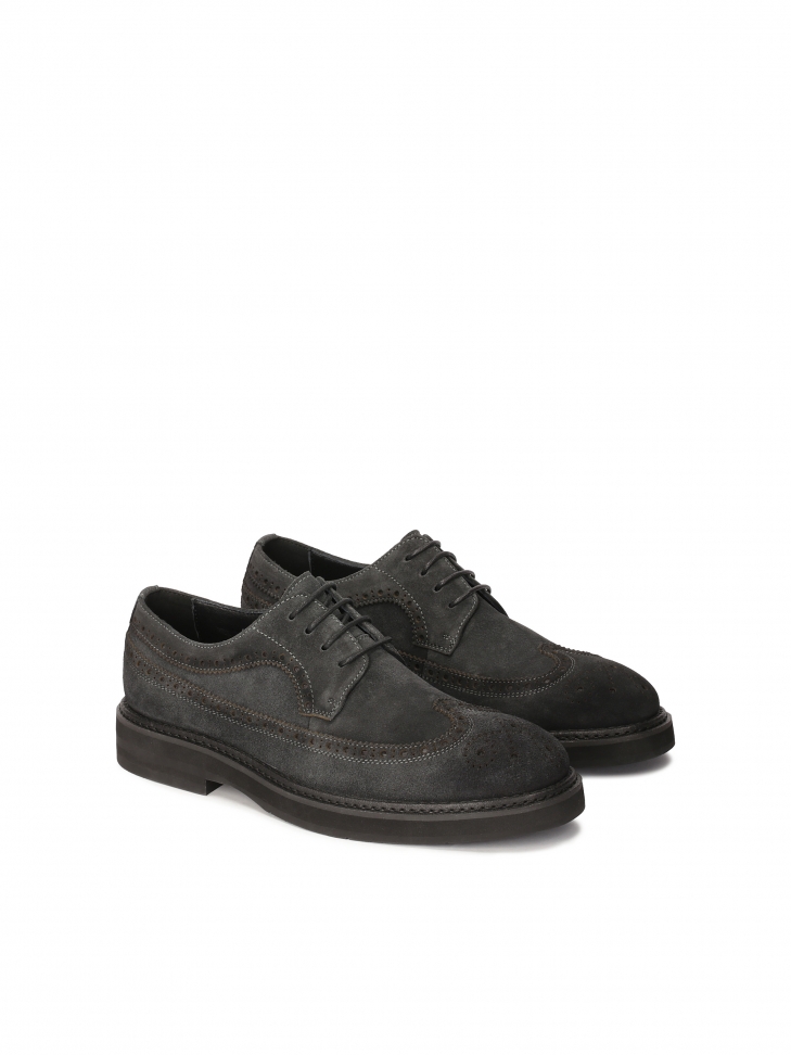 Zamszowe półbuty męskie z ażurowym zdobieniem