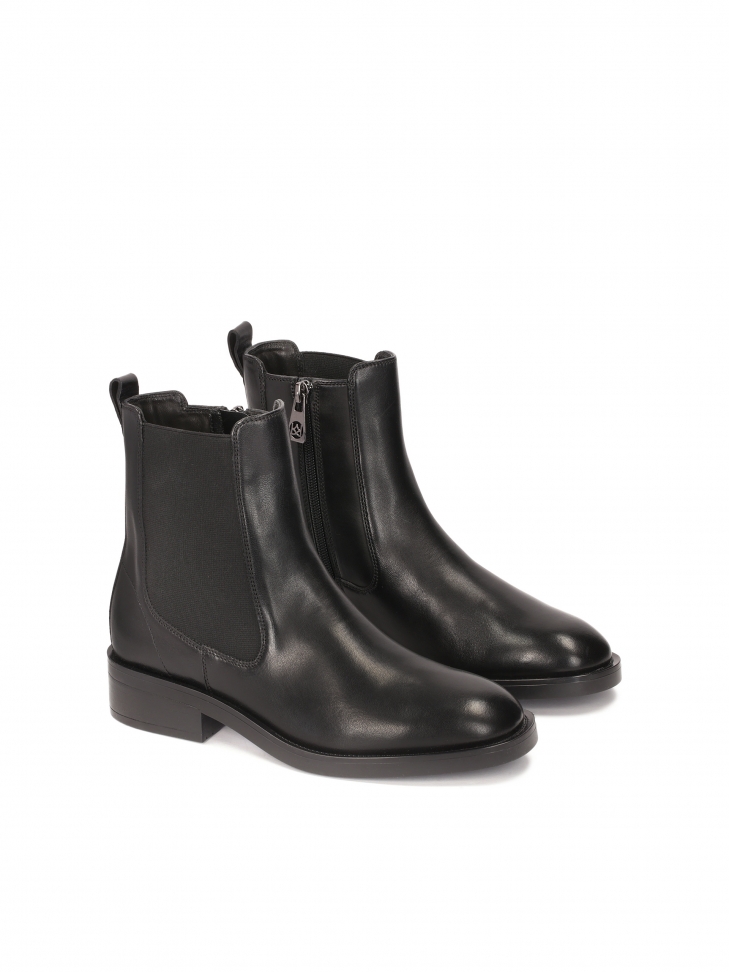 Skórzane botki z gumami i suwakiem