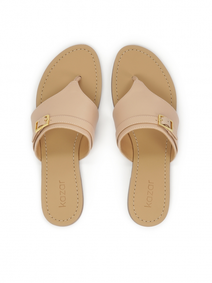 Płaskie klapki skórzane japonki