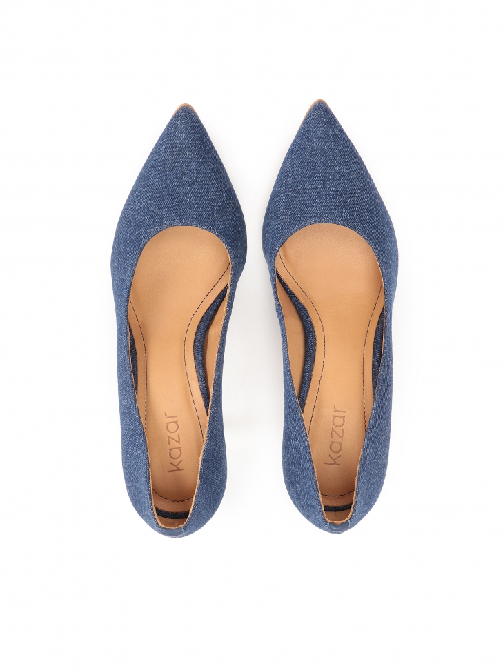 Czółenka na szpilce z tkaniny imitującej jeans