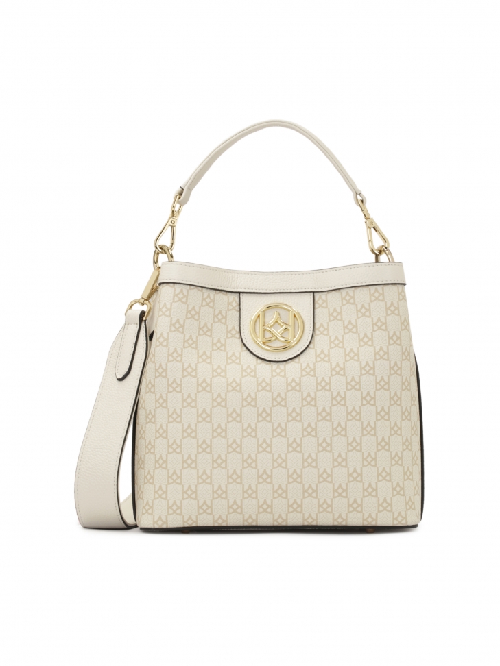 Skórzana torebka z rączką i szerokim paskiem