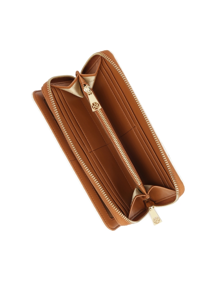 Wzorzysty jasny portfel skórzany