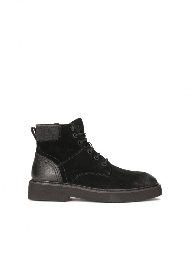 Zamszowe trzewiki męskie ze zdobionym tyłem