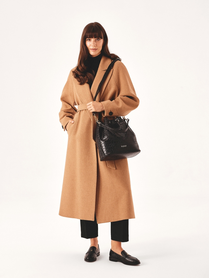 Torebka worek z tłoczonej skóry oko