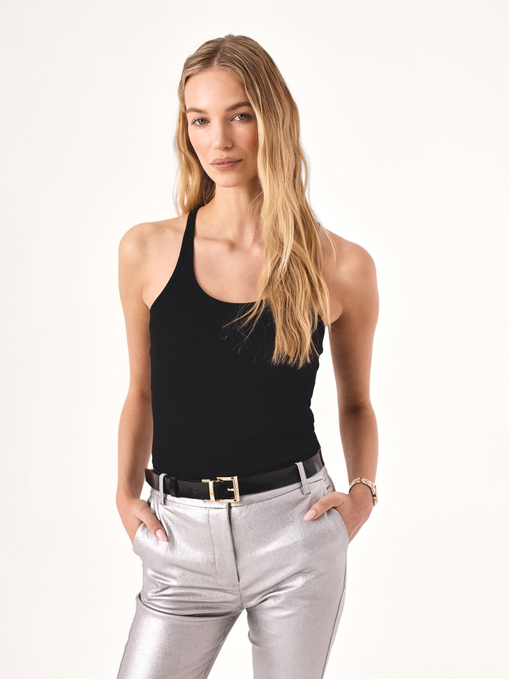 Czarno-oty dwustronny pasek skórzany