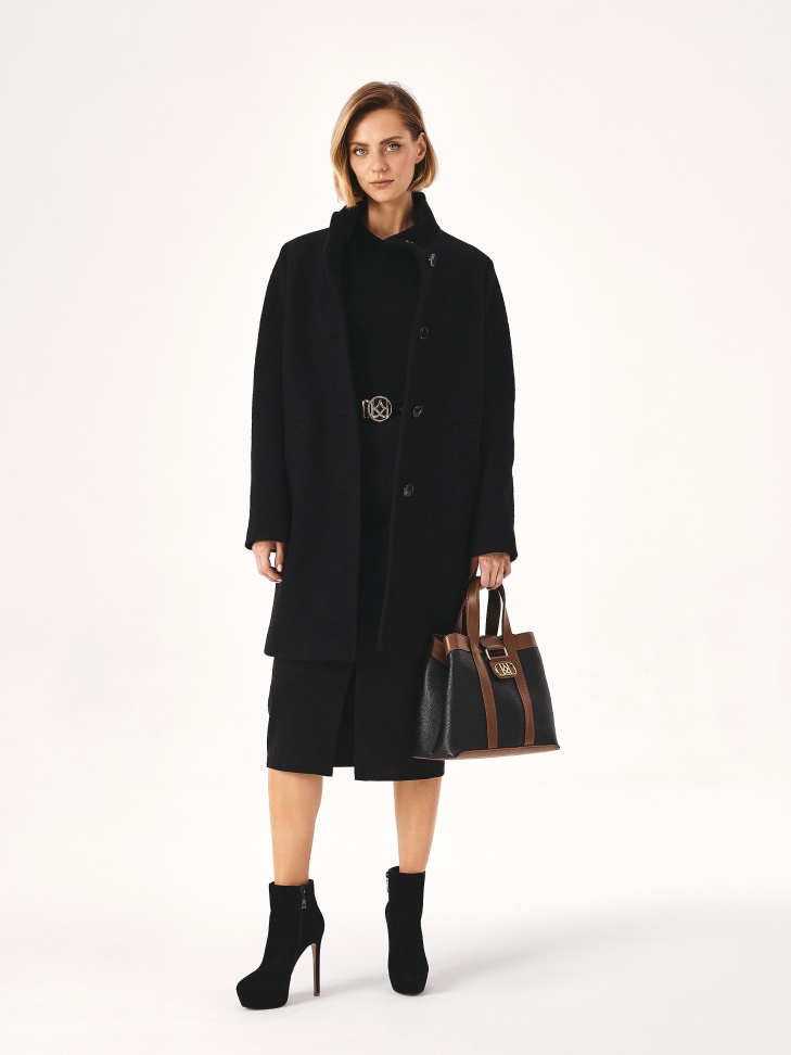 Brązowo-czarna torebka z uchwytami do ręki