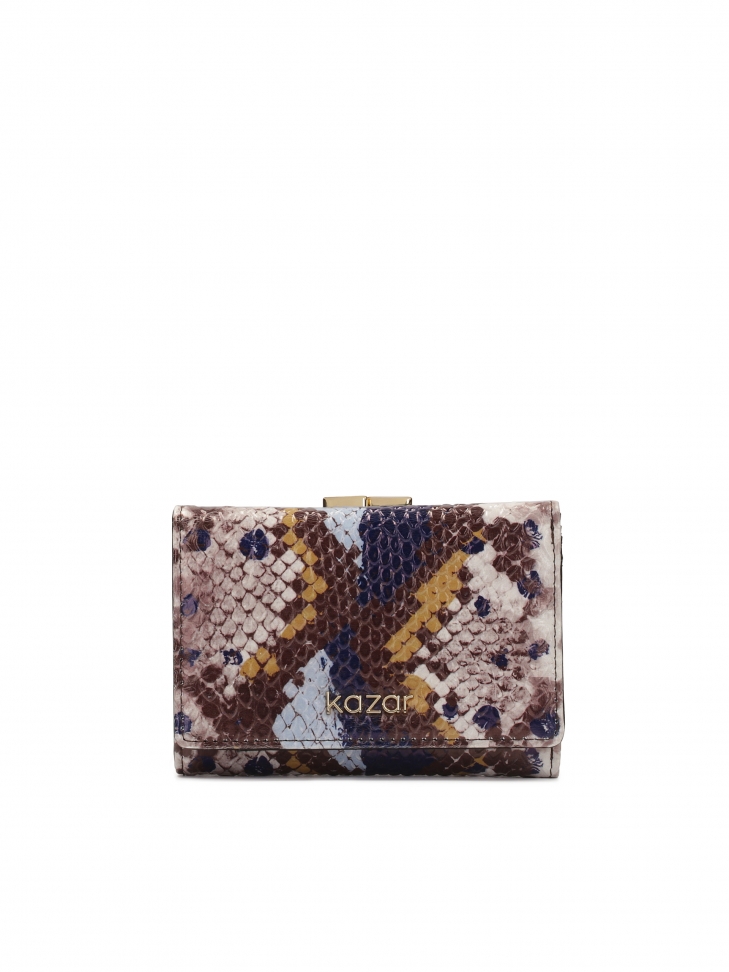 Mały multikolorowy portfel w tłoczony wzór