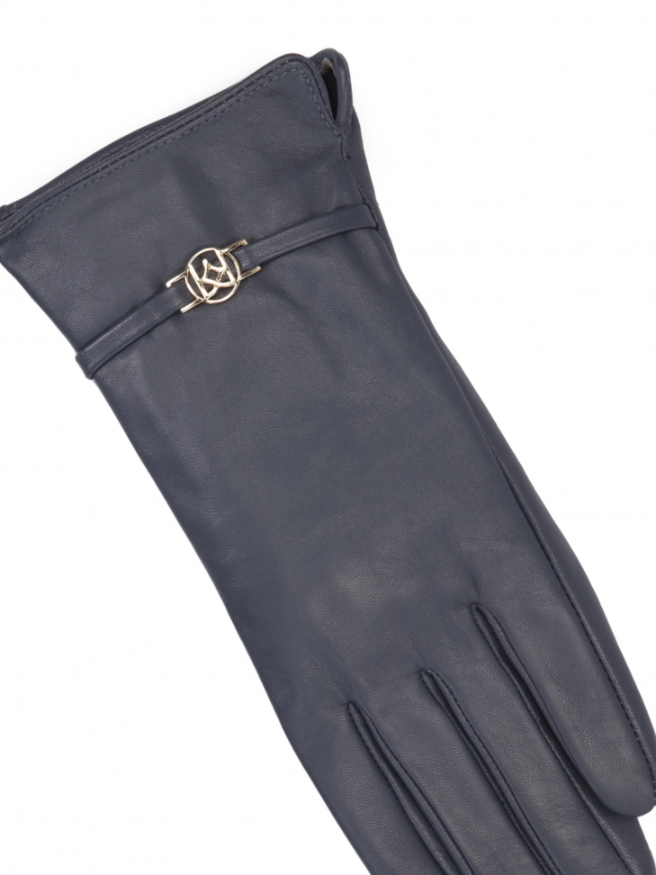 Skórzane rękawiczki damskie w klasycznym fasonie z metalową ozdobą