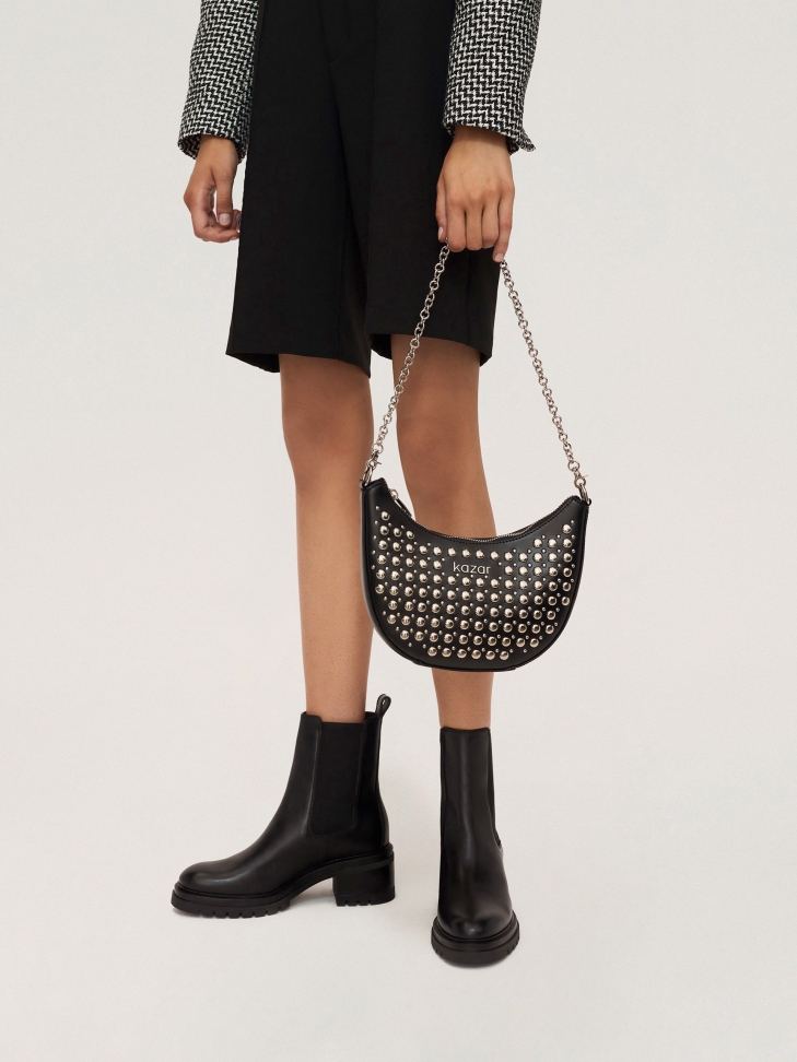 Komfortowe wsuwane botki na szerokim obcasie