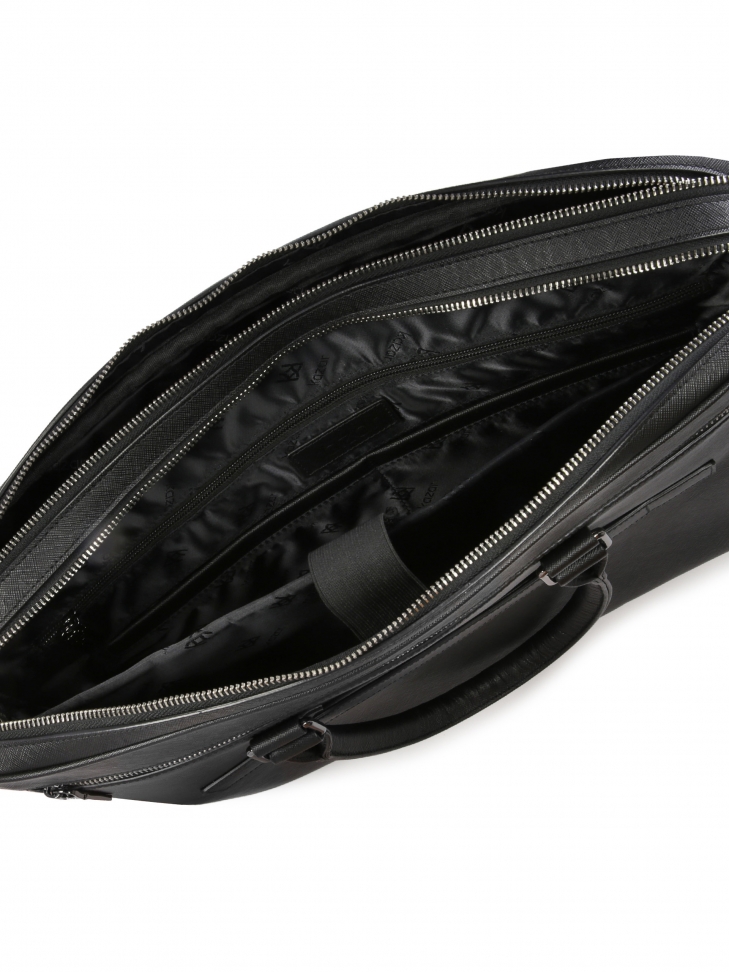 Czarna skórzana teczka męska do ręki i na ramię