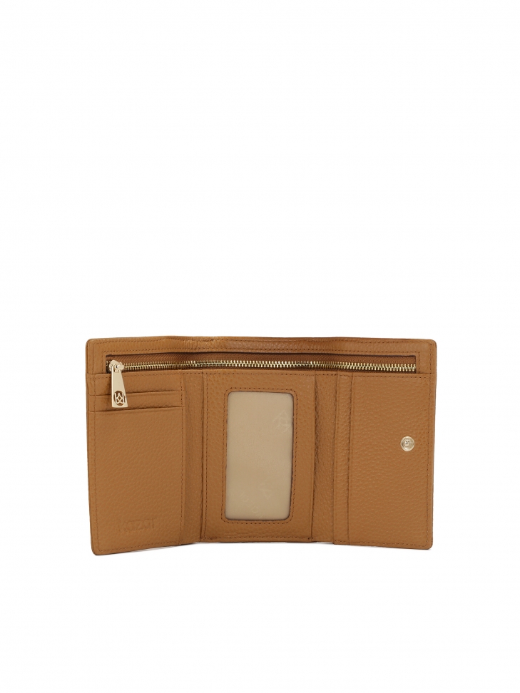 Jasnobrązowy portfel z tłoczonej skóry