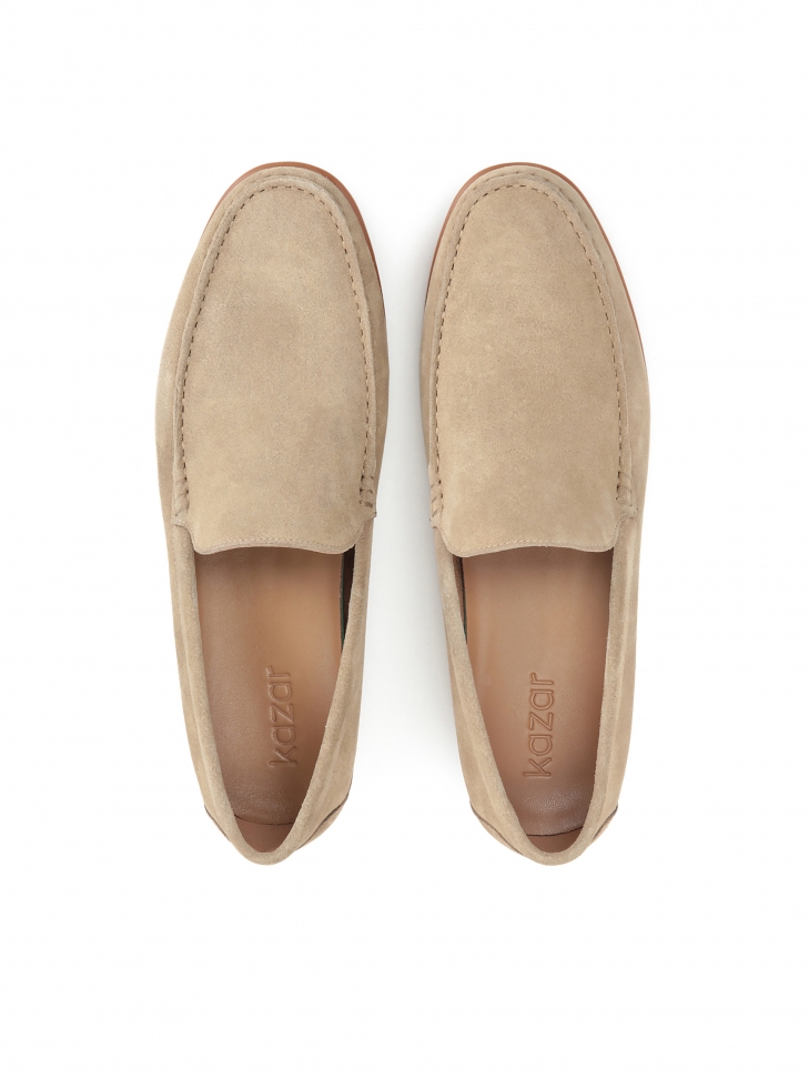 Kultowe mokasyny męskie zamszowe w beżowym kolorze