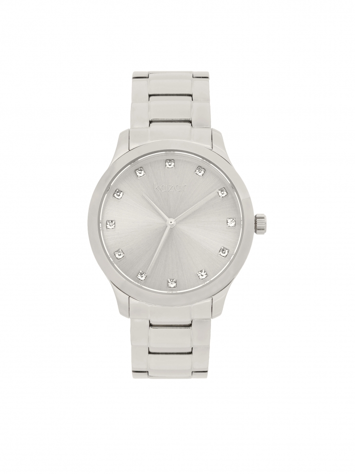 Zegarek na bransolecie z yształkami na tarczy