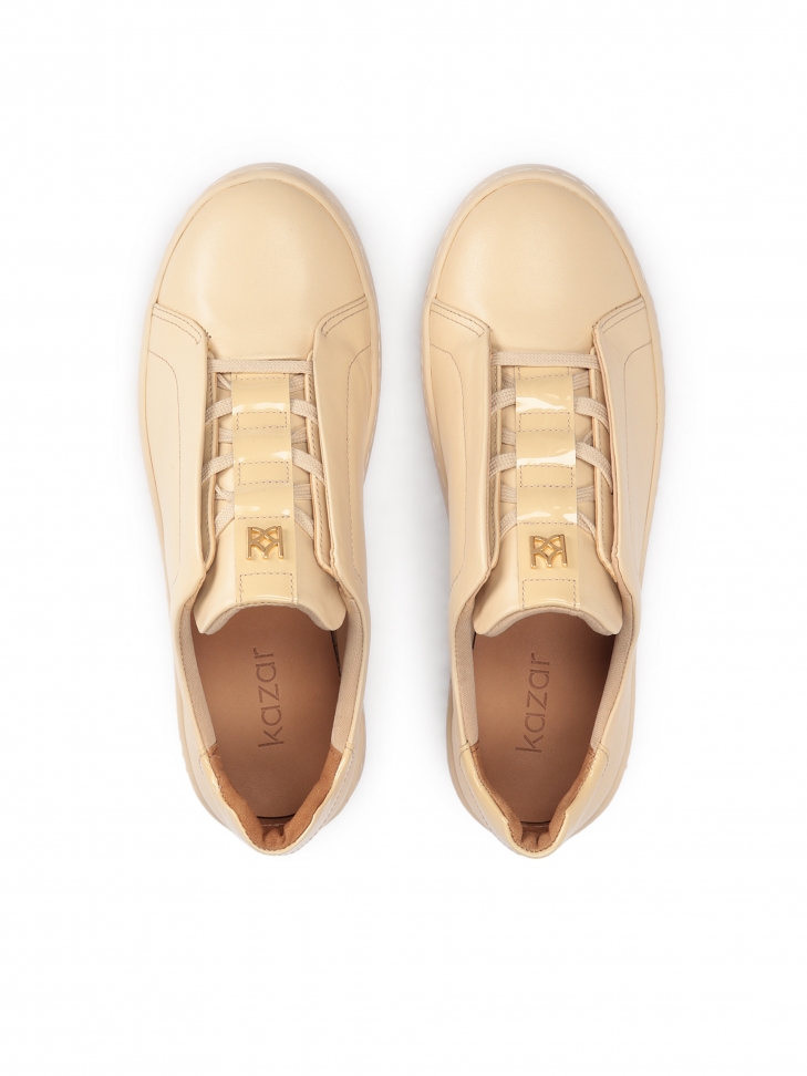 Skórzane sneakersy na prostej podeszwie