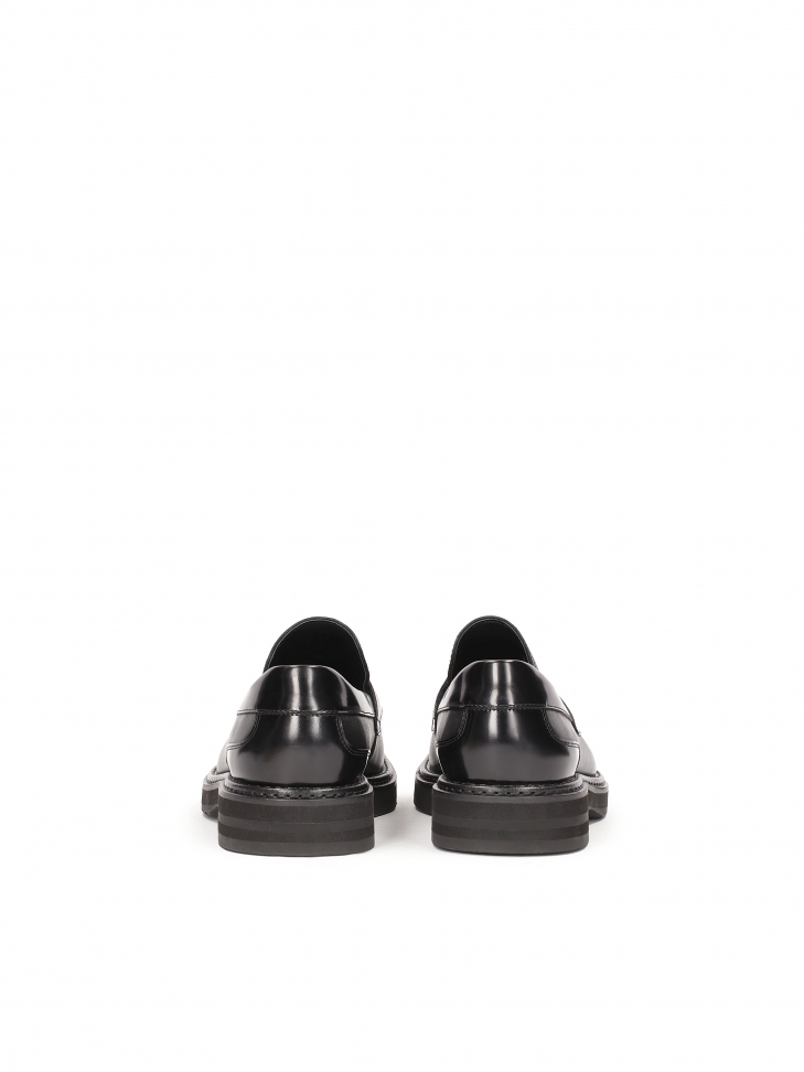 Czarne skórzane loafersy męskie