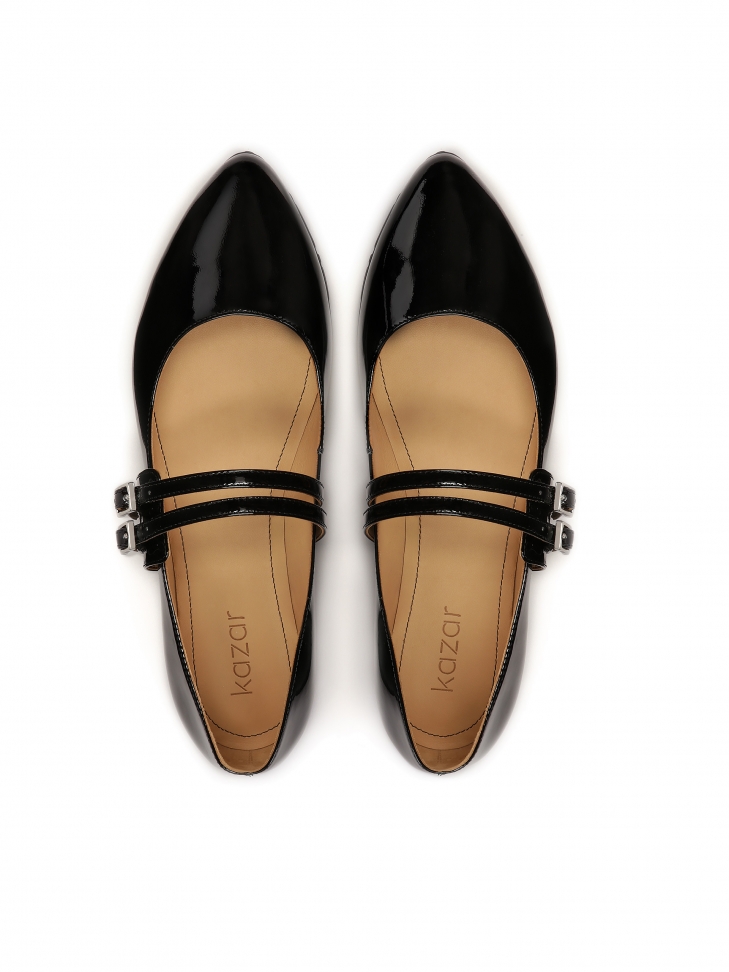 Lakierowane baleriny z dwoma paskami