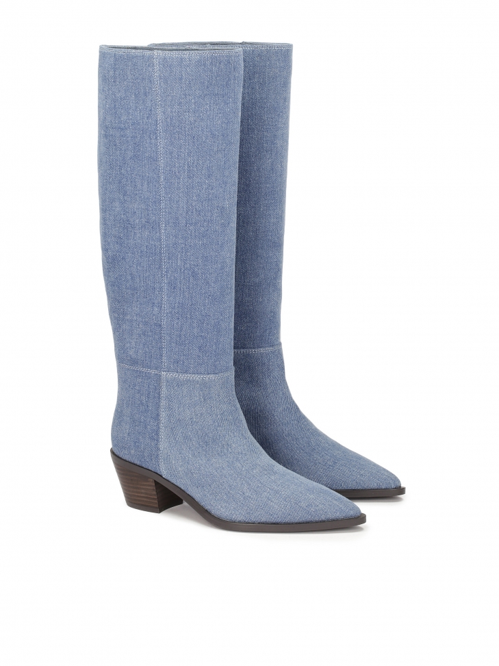 Wsuwane kozaki jeansowe kowbojki