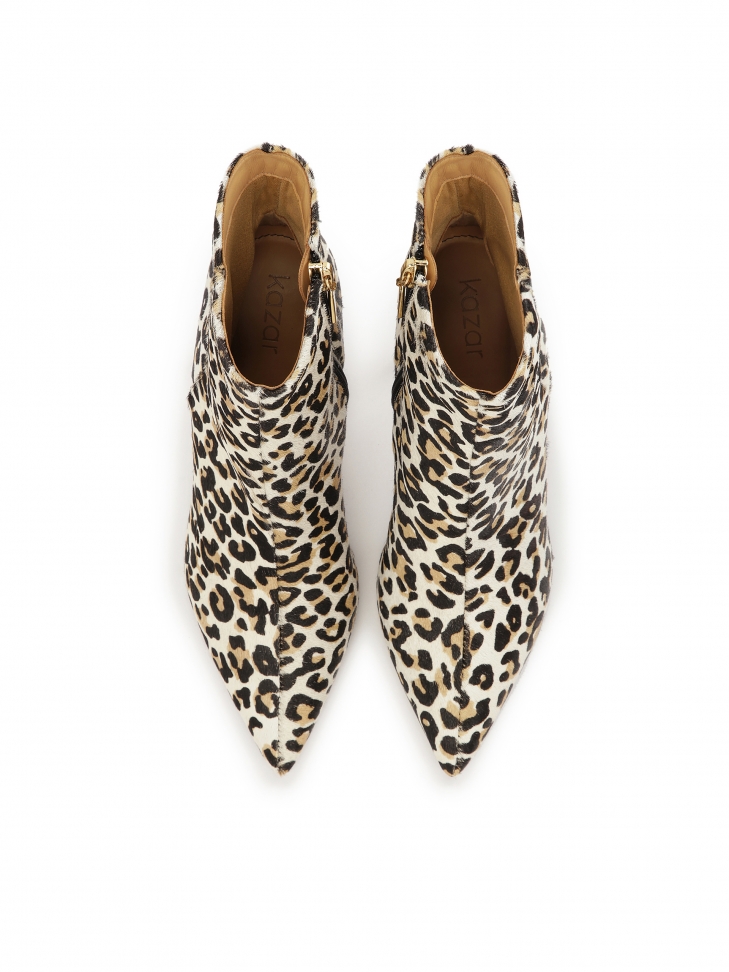 Botki w cętki ze skóry z naturalnym włosiem