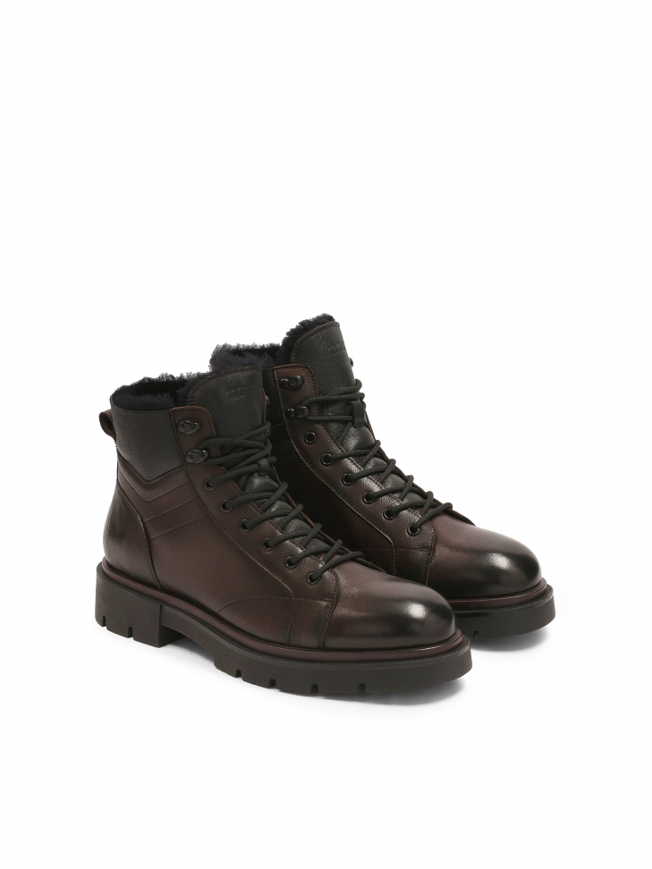 Ocieplane trzewiki męskie z naturalnej skóry