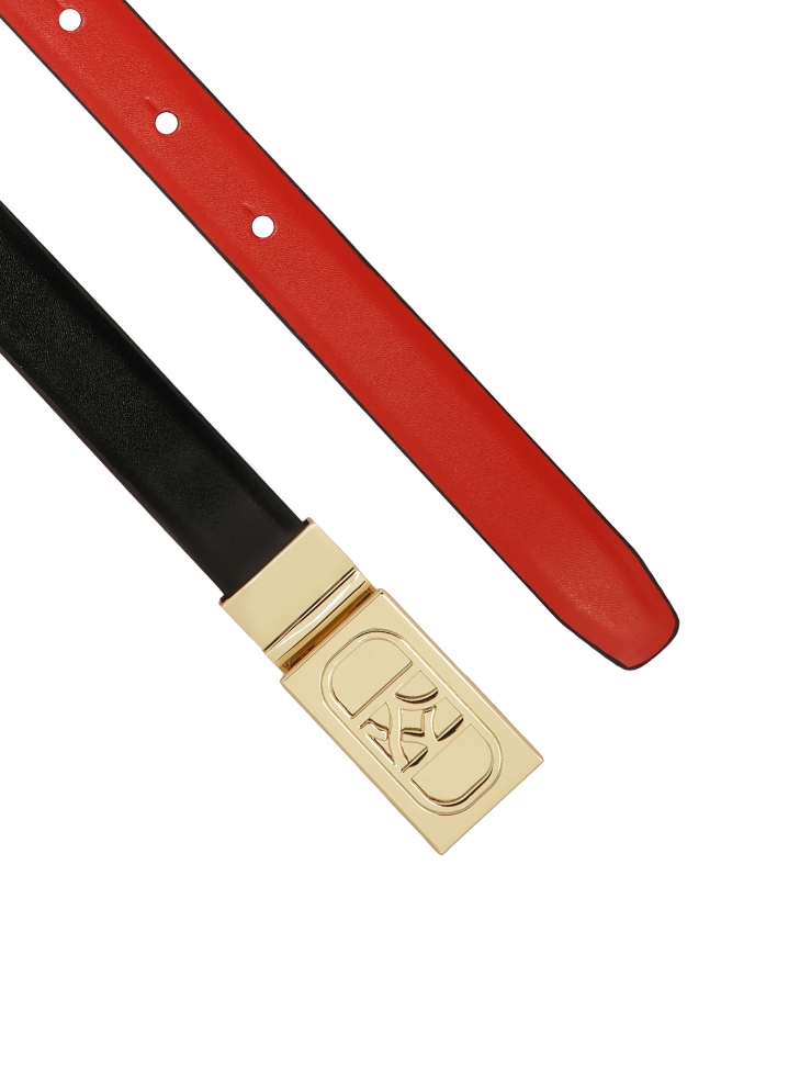 Czerwono-czarny pasek dwustronny z obracaną klamrą