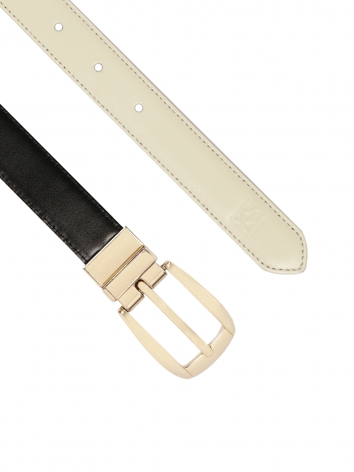 Dwustronny czarno-emowy pasek ze skóry