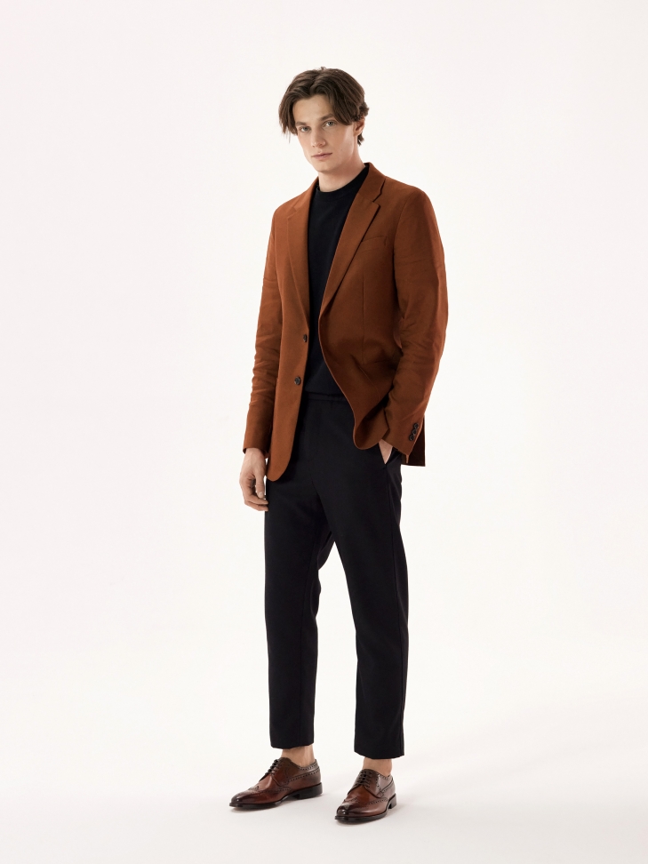 Klasyczne brązowe półbuty męskie wizytowe z rozetowym zdobieniem